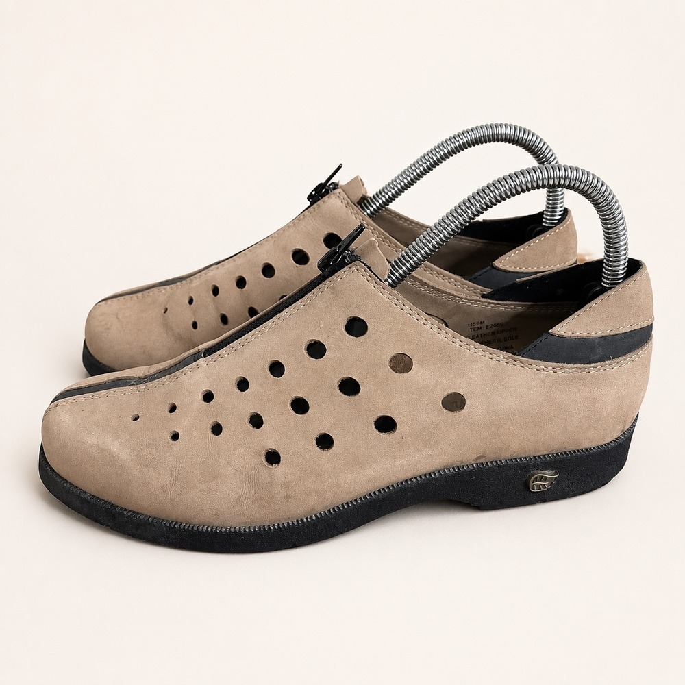 Golfstream Womens 8 Golf Shoes Leather Zipper Closure Breathable Tan Sporty